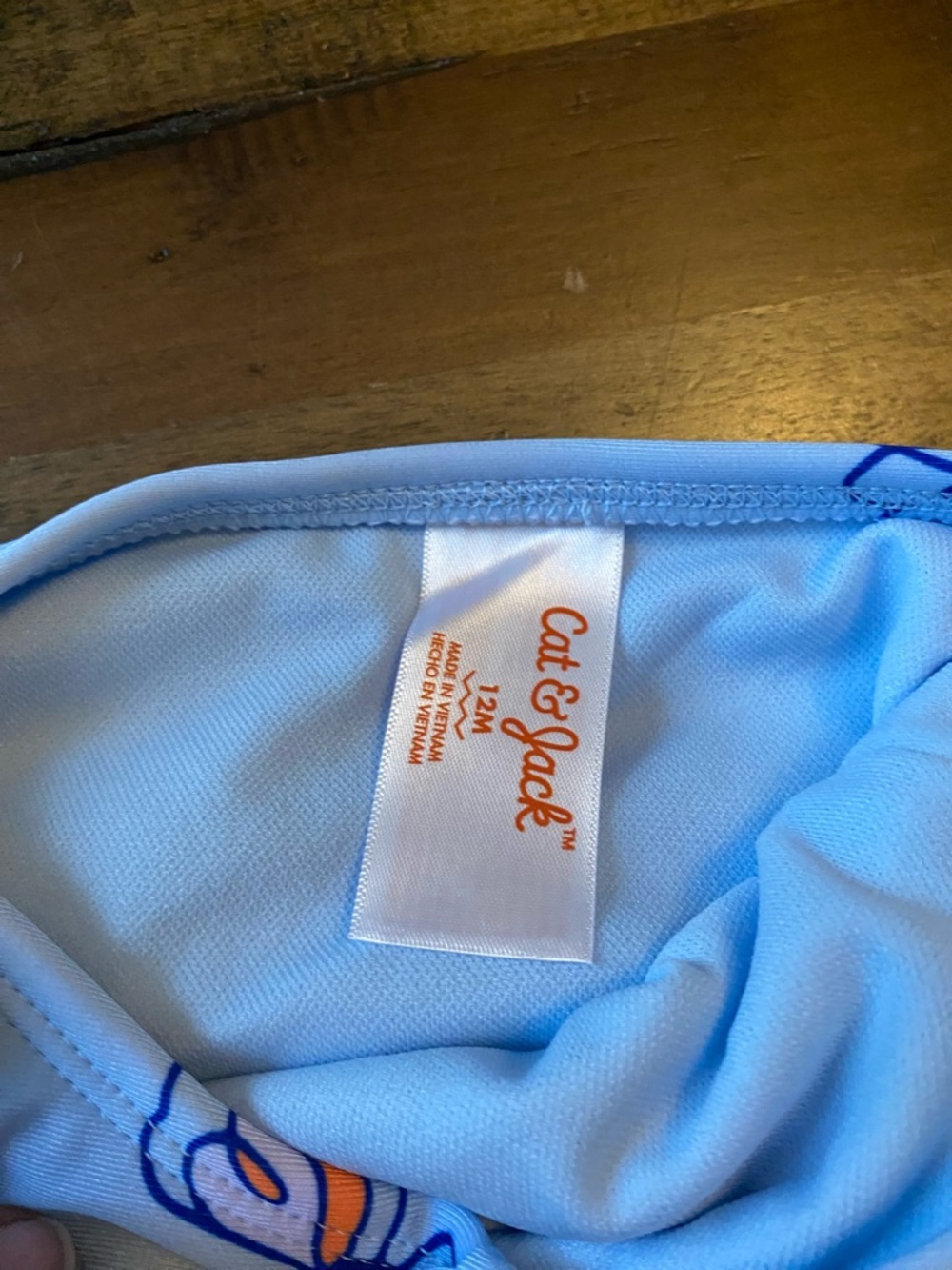 Cat & Jack Baby Blue Infant Top with Navy & Orange Trim